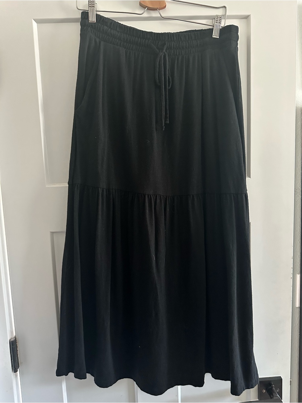 GAP Black Tiered Drawstring Maxi Skirt